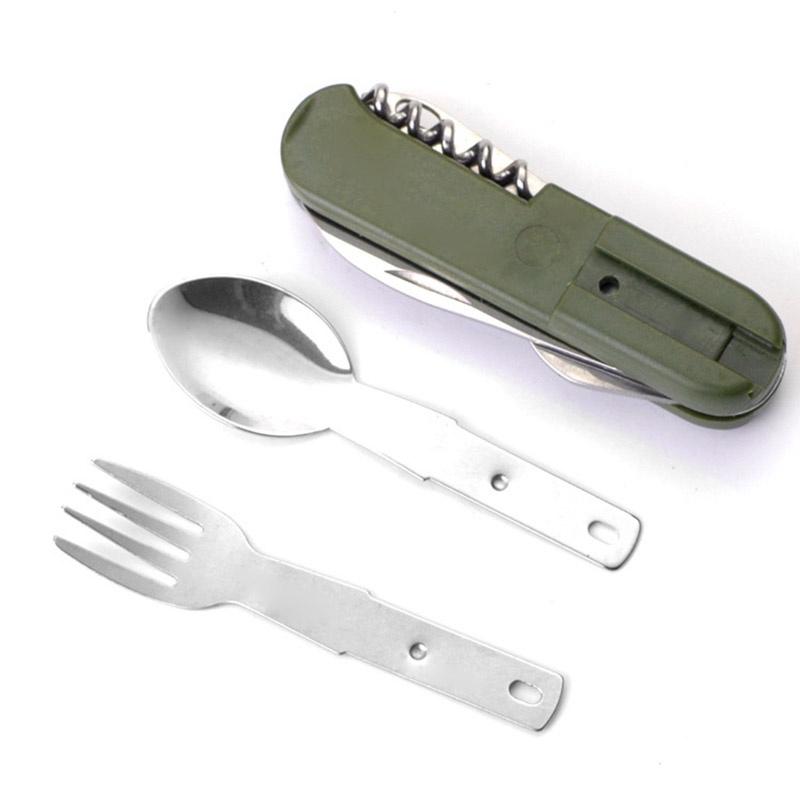 Camping Multifunctional Portable Folding Stainless Steel Tableware Cutlery