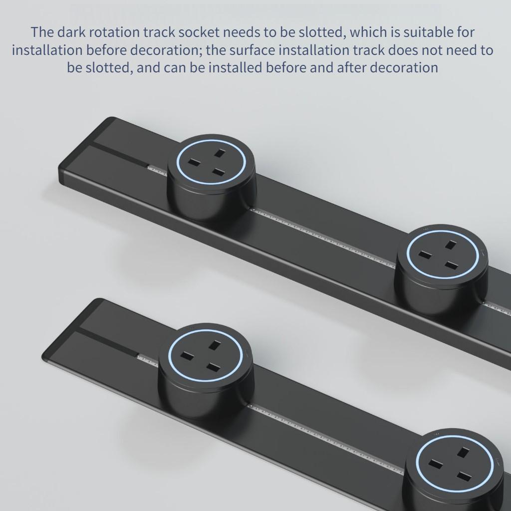 8000W Movable Track Power Socket Home Kitchen Appliances Plug Adapter Standard Wall Socket With USB
