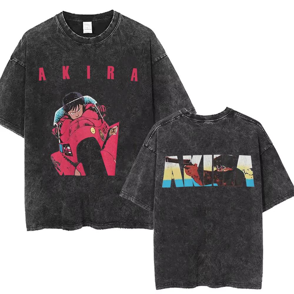

Japanese Science Fiction Cartoon Movie Anime Akira Shotaro Kaneda Shima Tetsuo Washed Vintage T Shirt Mens Oversized Tshirts S