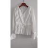 French Style V-neck Long-sleeved Top Niche Light Luxury High-end White Shirt for Women