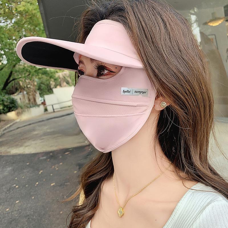 Women's Breathable Summer Sunscreen Face Mask with Brim for Cycling