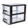 Schreibtisch mit 2 Schubladen, Kunststoff, stapelbar, transparent, Desktop-Aufbewahrungsbox für Büromaterial, für Zuhause, Wohnheim