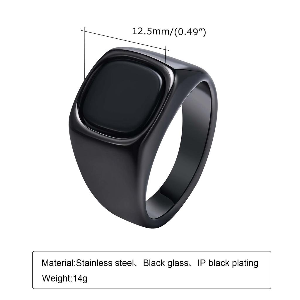 Vnox Stilfulde Firkantede Naturstens Seglringe til Mænd, Rustfrit Stål Metal Fingerring Festgave Smykker