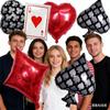 5pcs Poker-Themed Party Balloon Set Red Peach Black Peach Plum Blossom Square Aluminum Film Balloons Birthday Party Decoration