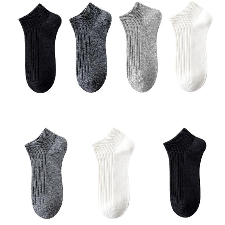 Men's Striped Black Short Summer Socks - Sweat-Absorbent, Odor-Resistant, Solid Color, Low-Cut, Long, Trendy Boat Socks