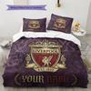 Ensemble de couette avec motif Liverpool et nom personnalisé Décoration de maison Cadeau (1 * housse de couette + 2 * taie d'oreiller sans garnissage)