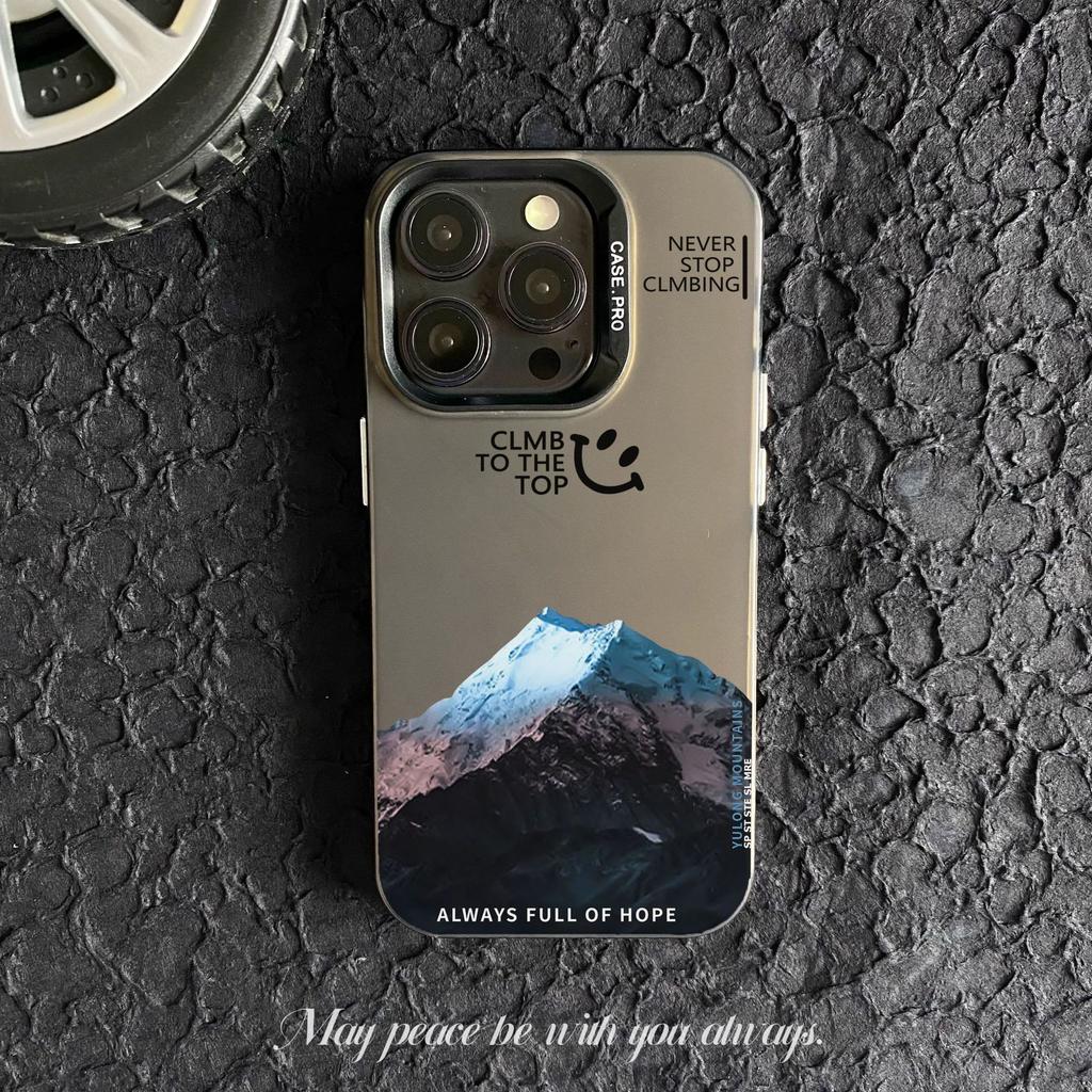 Snow Mountain Scenery iPhone 16 Pro Max Phone Case, New Color Silver 15/14mm Personalized IMD Drop-Proof Case 13