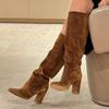 Sexy High Heels Women's Long Boots Fashion Elegant Suede Shoes  Pumps Party Winter Boots New Suede Knee High Boots Mujer