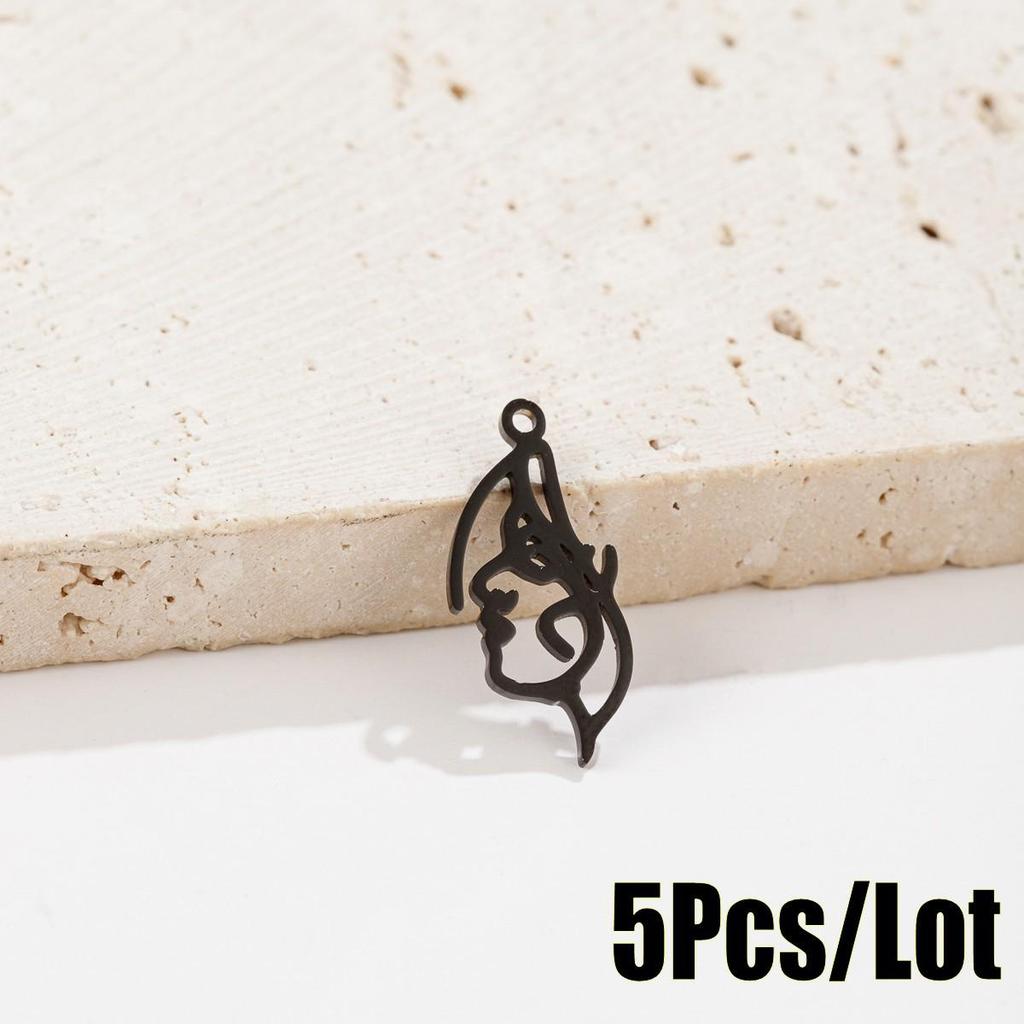 Abstract Human Face Pendant Necklace - Stainless Steel Cartoon Girl Design