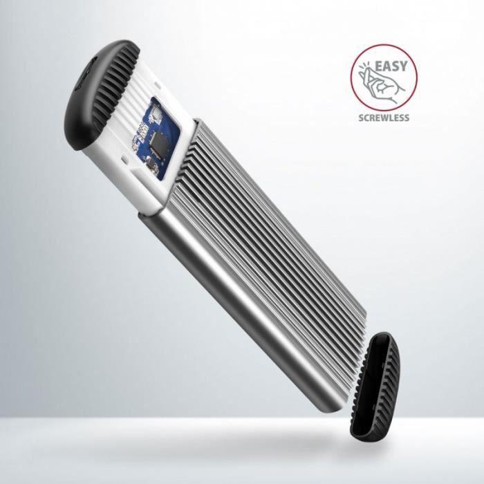 AXAGON EEM2-SA USB Micro-B 3.2 Gen 1 - M.2 SATA SSD Gehäuse, Werkzeuglos - gerippt - 8595247906489