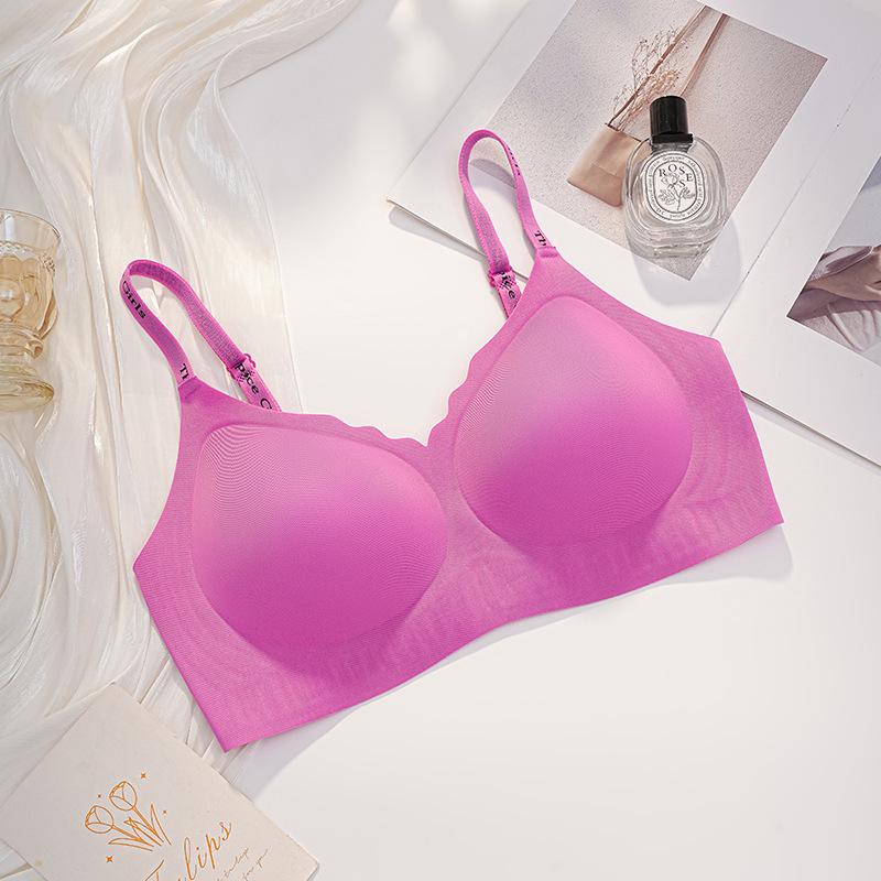 

Seamless Push-Up Bra for Small Busts with Letter Straps - Soft, Wire-Free, Thin Back Design L (recommended 48-54 kg) рожевий червоний колір