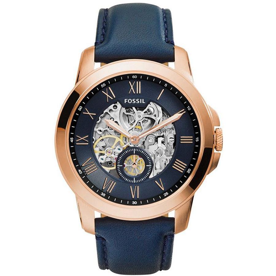 Fossil Men's Automatic Mechanical Watch - Leather Strap, Stainless Steel Case & Scratch-Resistant Glass ME3054
