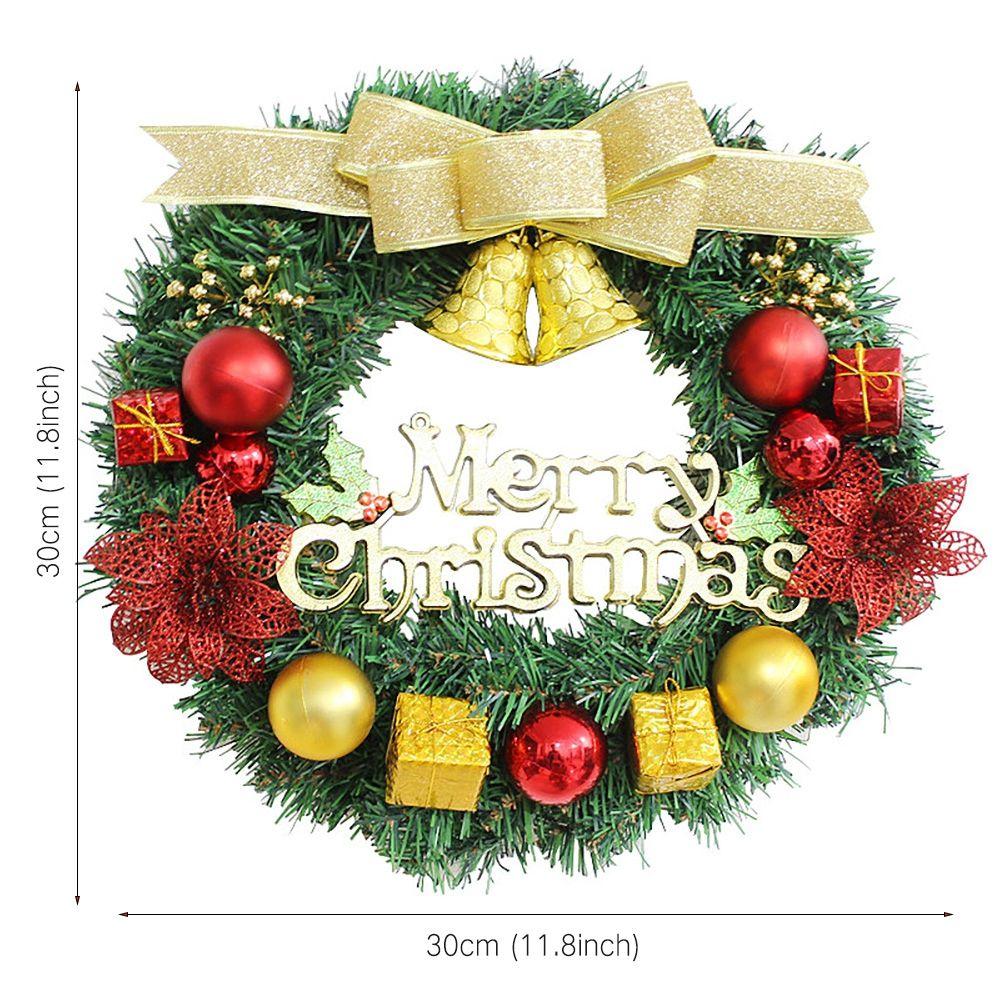 Elegant 30CM With Bow Artificial Pine Door Hanging Rattan Ornament Christmas Wreath Pendant Garland