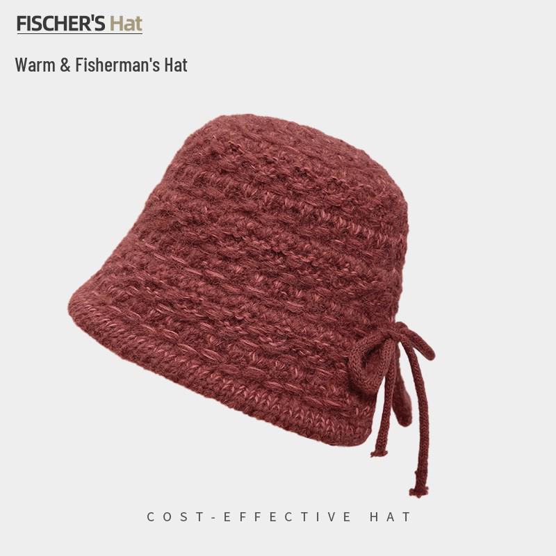 Women's Winter Wool Felt Fisherman Hat – Warm, Ear-Protecting Bucket Style for Large Heads, Slim Face Design