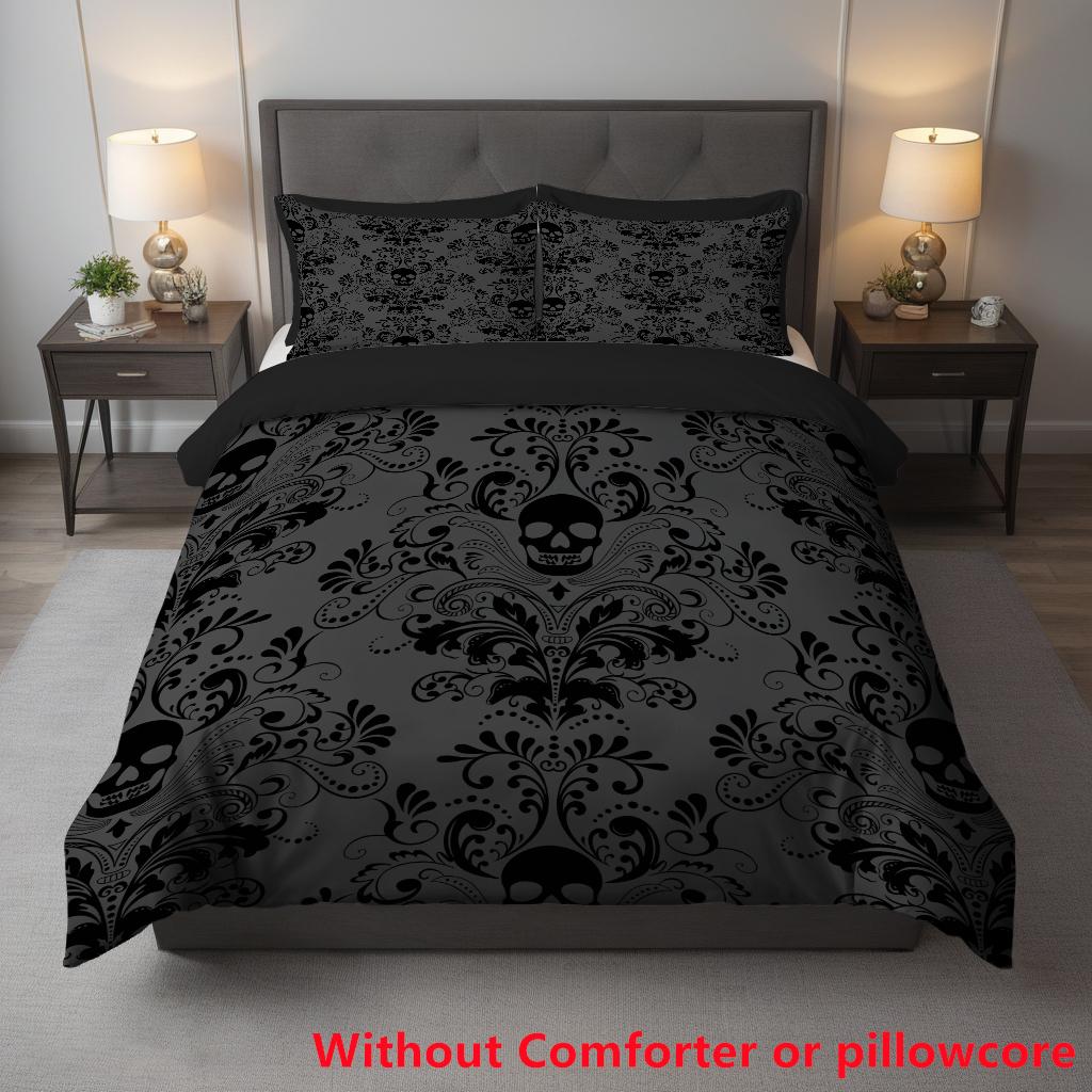 Skull Figure 3D Printed Quilt Cover Set No Filling Black Gothic Vintage Bedding Cover Pillowcase Home Textiles Duvet Cover Sets