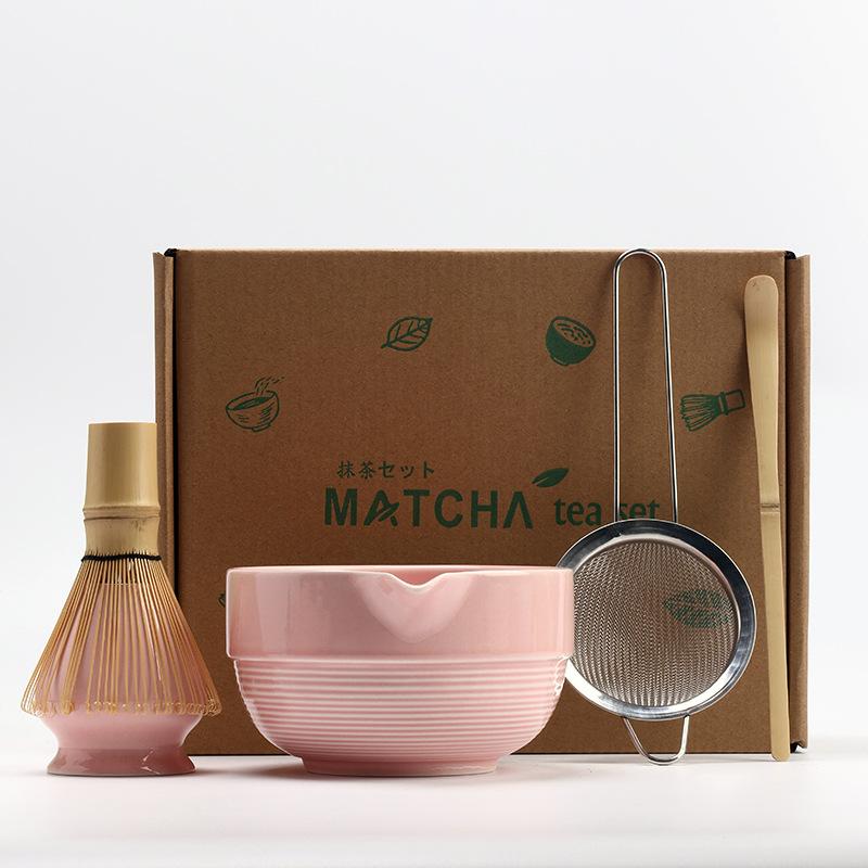 5PCS/Set Matcha Tea Set Ceramic Matcha Bowl Reusable Bamboo Whisk Scoop Teaspoon Sifter Vintage Song Dynasty Tea Ceremony Kit