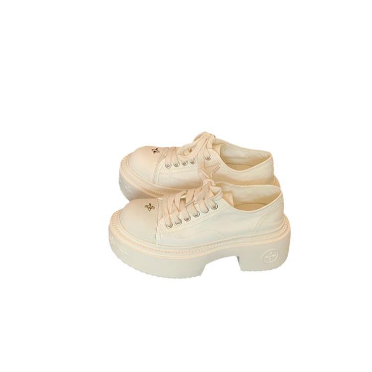 [sheii Su Yinyin] 7cm water floating~ big round head thick sole heightening canvas casual shoes women's derby board shoes