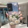 Beautiful Flower Cute Cats Case For Xiaomi Poco F4 5G / Redmi K40S Tempered Glass Phone Case Protective Back Cover Hard Shell