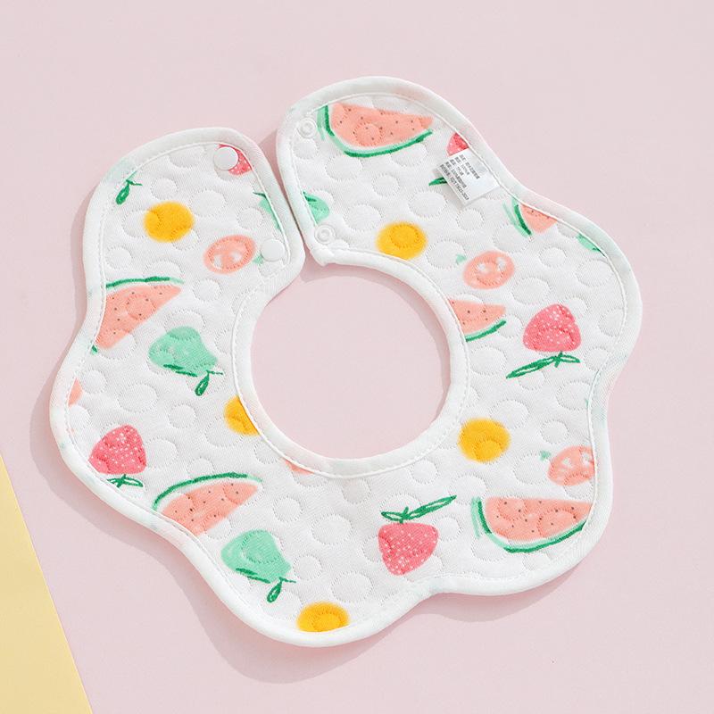 Class A Newborn Baby Saliva Towel Crepe Waterproof Petal Bib Autumn Winter Children Eating Cartoon Cotton Bib