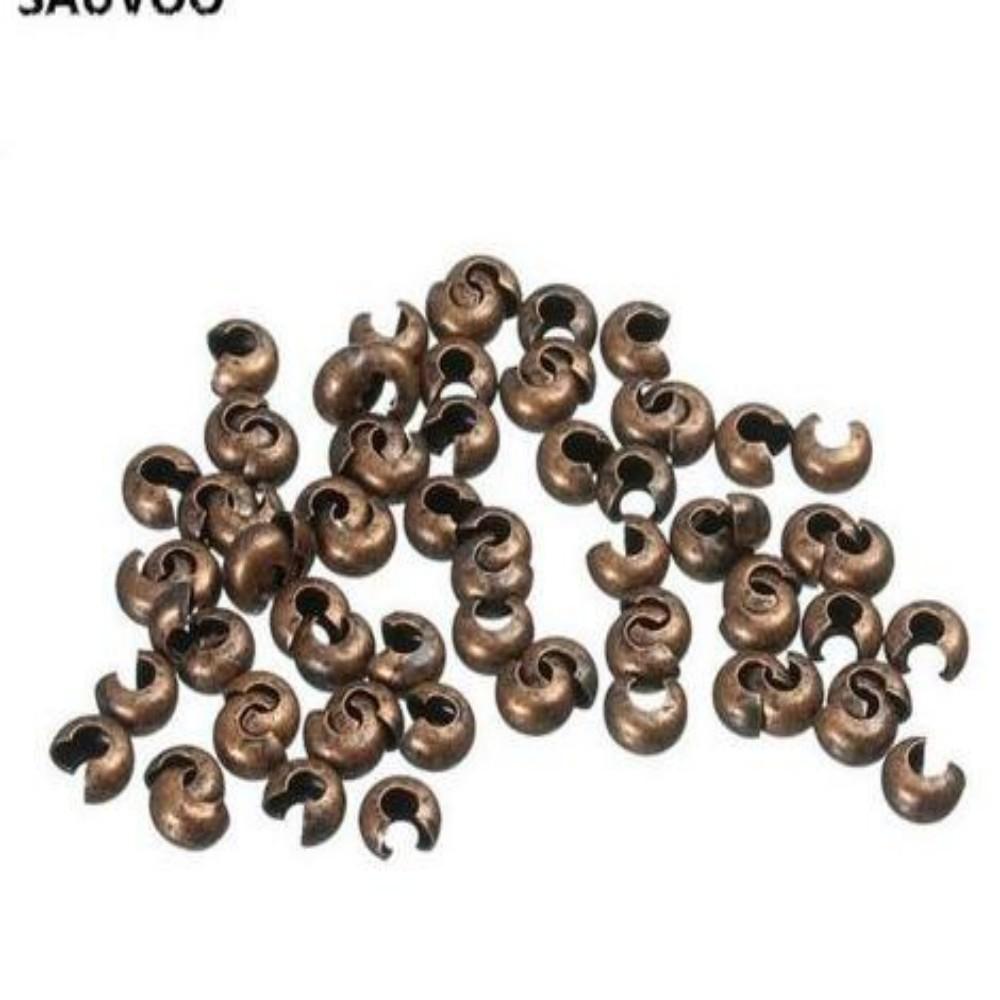 100Pcs Copper Open Covers Crimp End Beads Gold Color Stopper Spacer Beads For DIY Jewelry Making Findings Supplies Wholesale