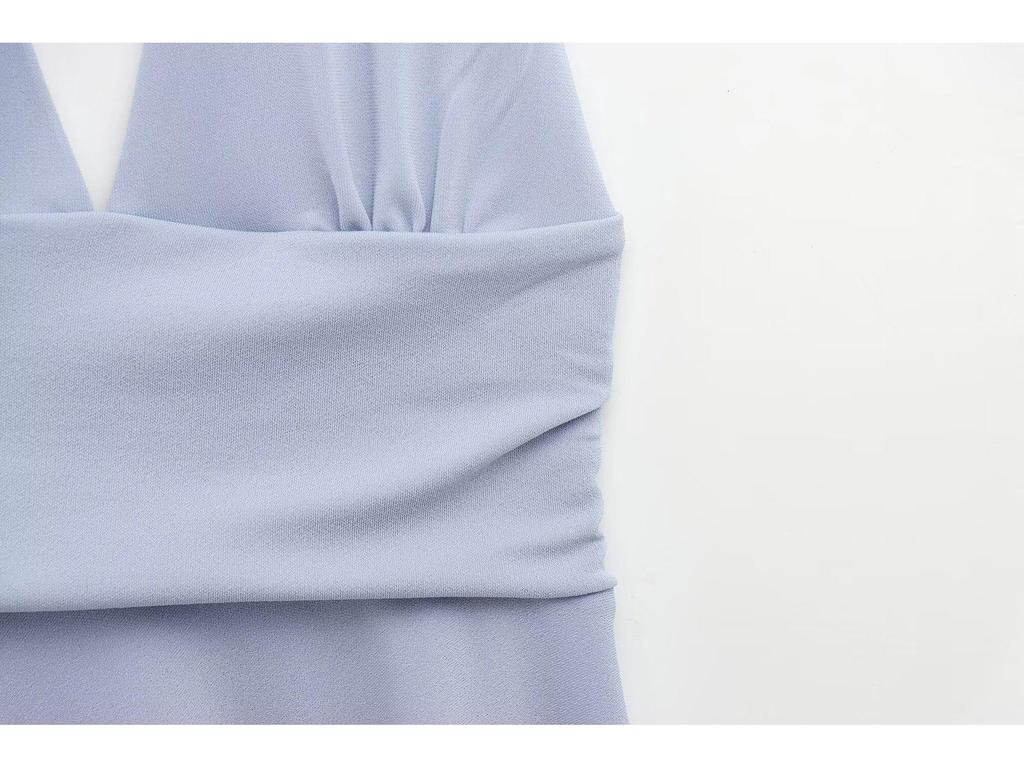 2025 Spring Sleeveless Halter Neck Off-Shoulder Street Style Dress