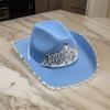 Jeweled Crystal Cowboy Hats Bride Hat Panama Hat for Bachelorette Party Cowboy Hats for Club Stage Shows