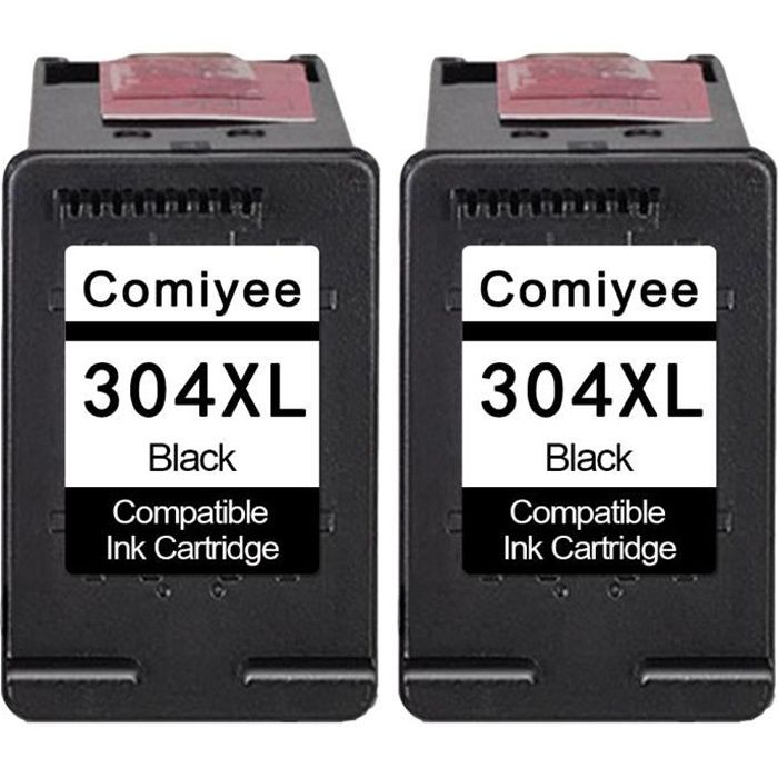 2 Noir Cartouches d'encre Compatible pour HP 304 XL 304XL Compatible pour DeskJet 2620 2630 2632 3720 3730 3750 Envy 5020 5030 5032