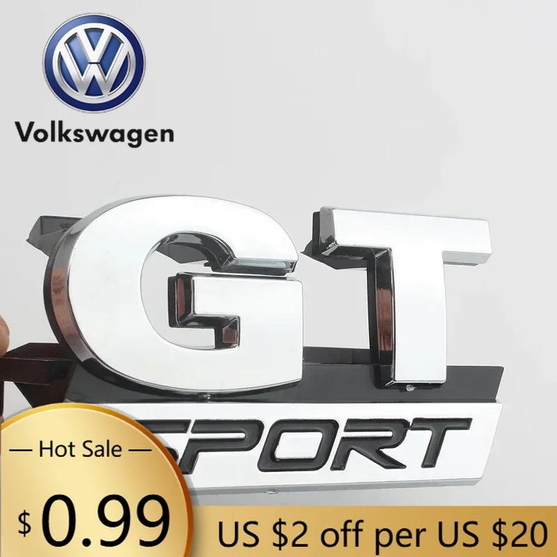 2026 New For VOLKSWAGEN VW Chrome Silver GT Sport Logo Front Grill Emblem Badge Car Decals for Volkswagen VW Polo Golf Passat B5 colore verde militare