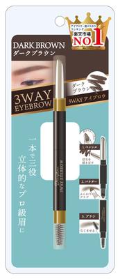 Picomte Japan DE 3WAY Eyebrow Dark Eyebrow Pencil Powder Brush Beautiful Eyebrows Soft Natural Brown/3way 3-in-1 & Three-dimensional