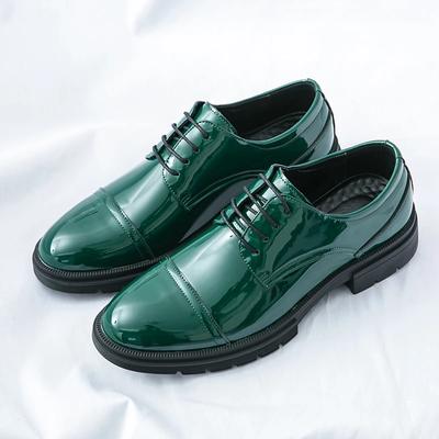 Spring Autumn Skincare Personalized Green Oxford Shoes Lace Up Business Casual Leather Shoes Party Wedding Bright Color Shoes
