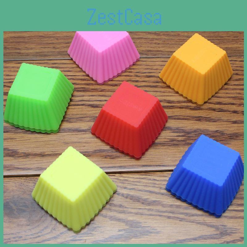 Becher Quadrat Silikon Kuchen Muffin Cupcake Förmchen Backbecher Quadratischer Becher UK 7cm