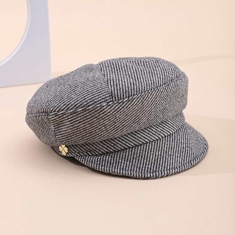 Autumn Winter Korean Style Flat Top Newsboy Cap For Women - Military Cap Casual Hat Warm Street Fashion Headwear Accessories