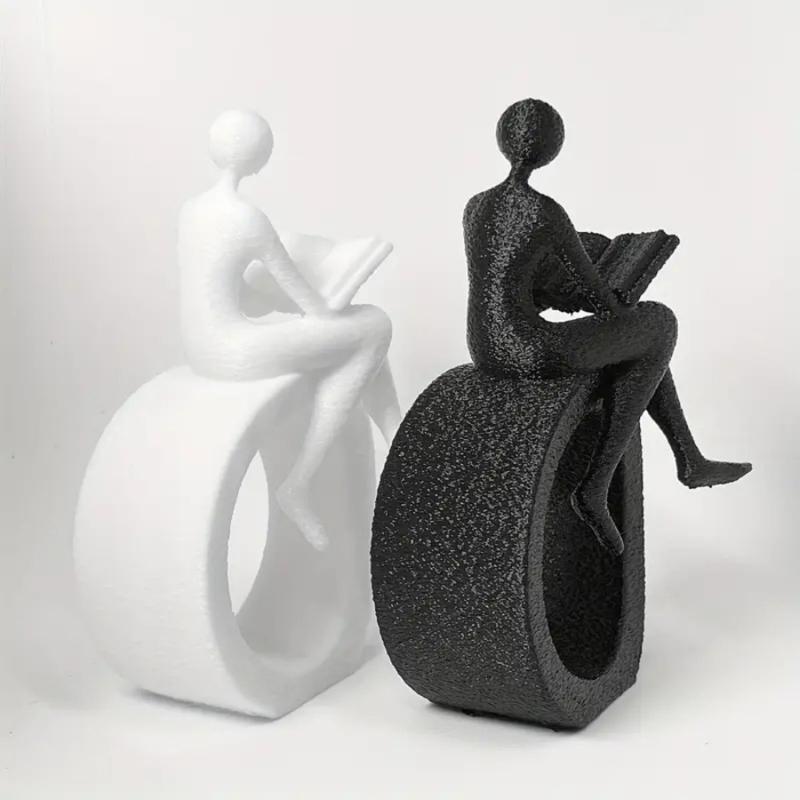 Plastic Reading Figurines Statue Modern Abstract Art Sculpture Collectibles Bookshelf Decorations for Home Office Bedroom