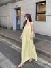 [Practice] Seaside Holiday Wind Yellow Suspender Dress Female Summer Loose Leisure Beach Dress Fairy