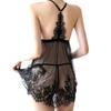 Womens Lace Eyelash Strap Nightdress Sexy Lingerie Set With Front Buckle Backless