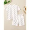 27Home Brand Summer Kidsren's Short-Sleeved Suit Lycra Cotton Home Clothes Pajamas Two-Piece Set Baby Girl Clothes
