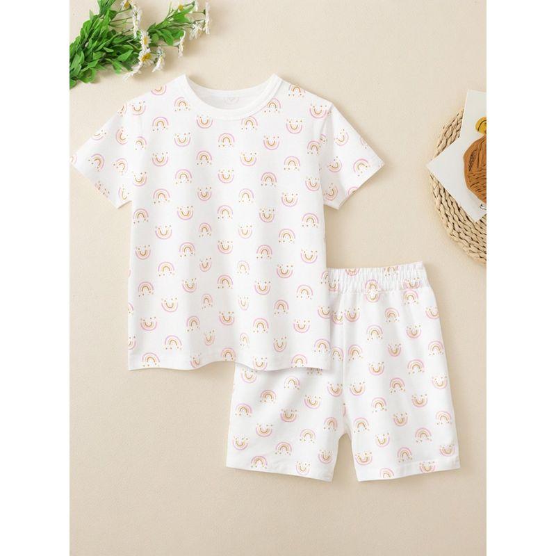 27Home Brand Summer Kidsren's Short-Sleeved Suit Lycra Cotton Home Clothes Pajamas Two-Piece Set Baby Girl Clothes