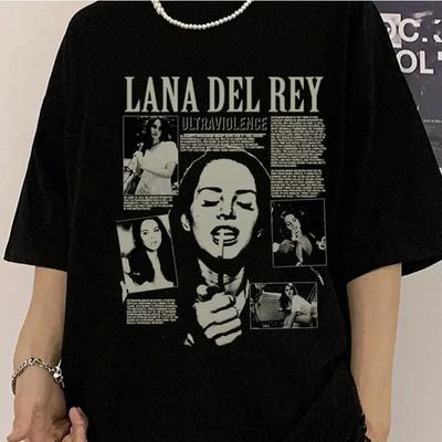 Camiseta com Estampa da Cantora Lana Del Rey Masculina Feminina Moda Hip Hop Streetwear Harajuku Manga Curta Tamanho Plus Size Camiseta Top Unissex