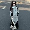 Autumn Winter Kid Girls Clothes Suit Child Patchwork Loose Sweatshirt T-shirt Top and Loose Pant Tracksuit