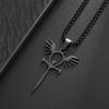 Stainless Steel Glossy Ankh Angel Wings Sword Pendant Necklace for Men Medieval Classic Mythical Amulet Jewelry Gift