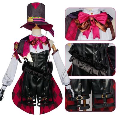 Lyney Cosplay   Costume Wig Fontaine Lyney Leather Magician Uniform Short Hair Glove Twins Halloween Carnival Game