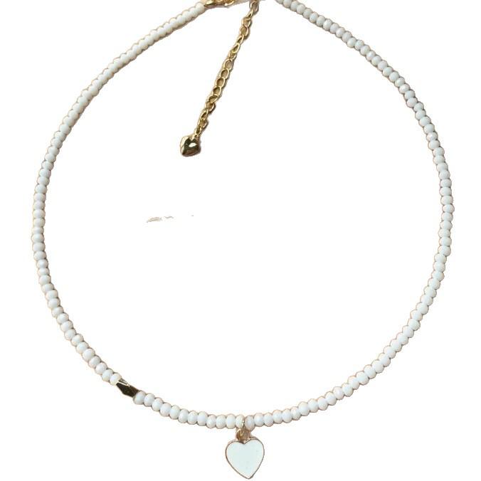 European-American Handmade Beaded Heart Necklace: Fashionable High-End Versatile Summer Jewelry