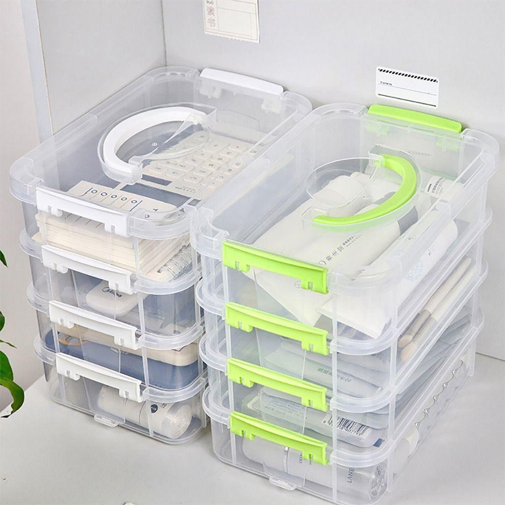 Drawer Table Desk Storage Organizer Multi Layer Transparent Makeup Organizer Box Stackable Plastic Hair Accessories Storage Box