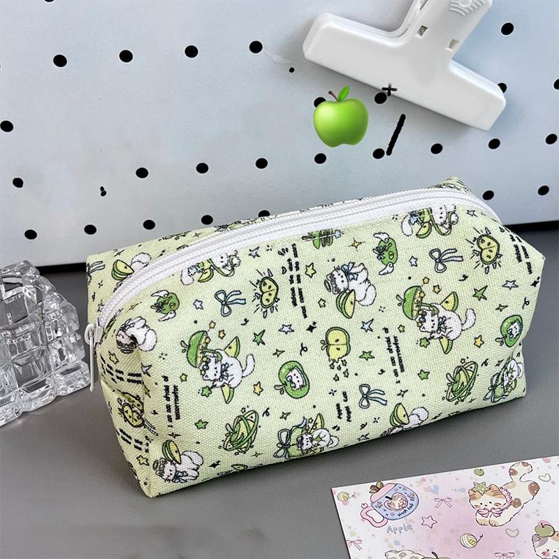 Cartoon Fruit Cat Pencil Bag Large Capacity Pencil Case Ins Style Fresh Cosmetic Bag Student Stationery Storage Pouch