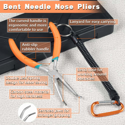 LEONTOOL Needle Remover Pliers, Bent-Type, Mini Bent-Nose Pliers with Bent Handles, Ultra-Fine Tweezers, Bent-Nose Lead Pliers, Fishing Pliers, Miniat