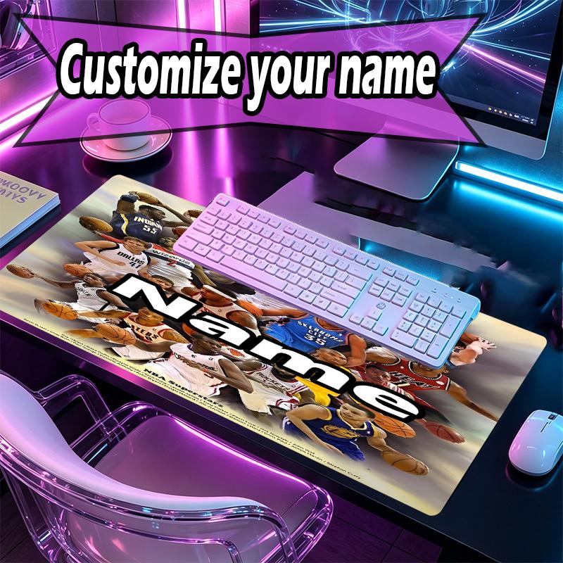 Custom Name Personalized NBA Pattern Mousepad, Laptop PC Desk Mat, Decorative Desk Mat for Home Keyboard Pad Gift