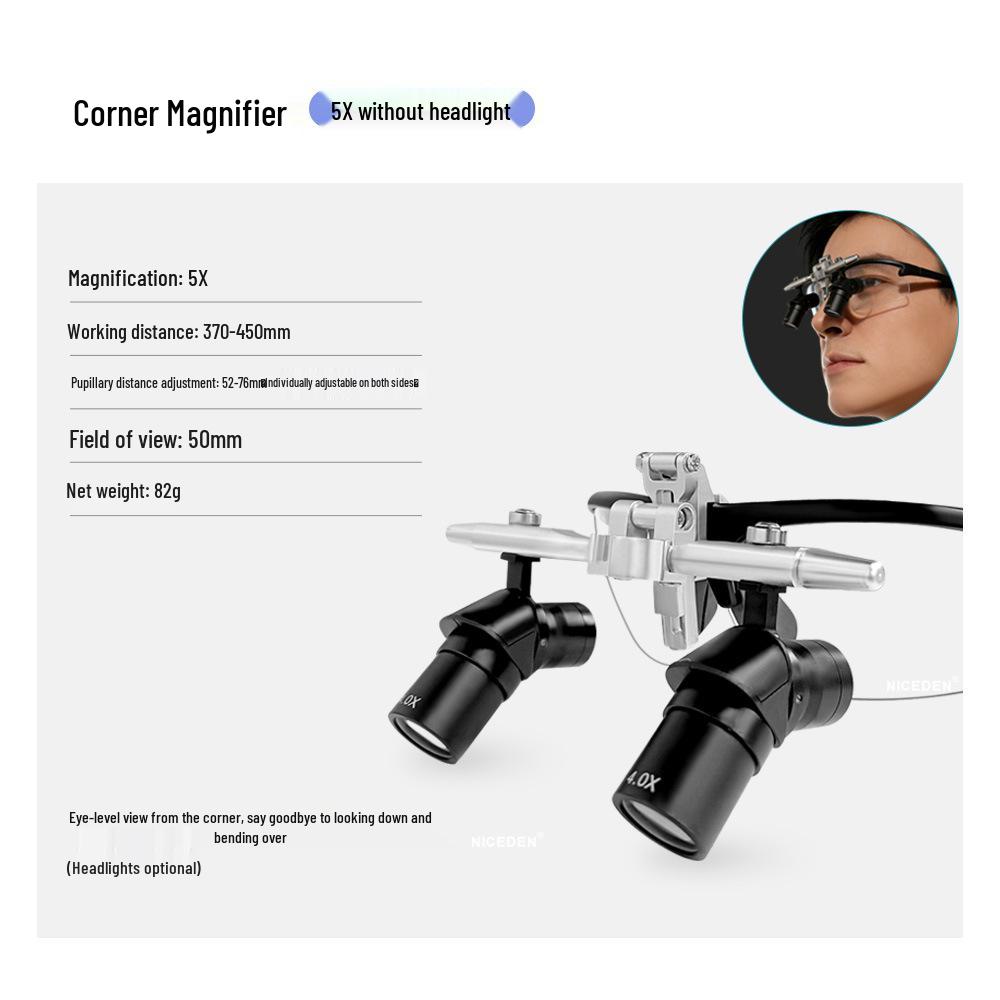 Регулируемые стоматологические лупы Niceden с откидной конструкцией, 4X/5X/6X увеличение, с металлической оправой