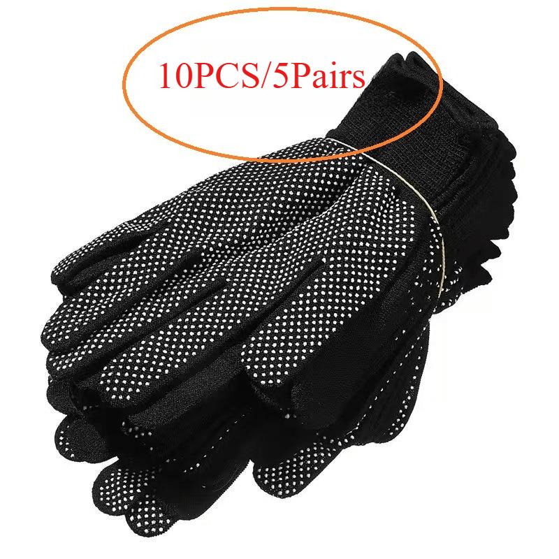 

5Pairs Nylon Dot Design Gloves, Indoor and Outdoor Universal Gloves, Comfortable, Breathable, and Full of Elasticity