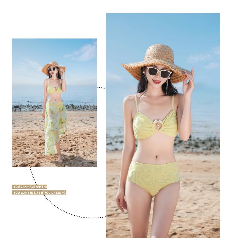 Bali Hot Spring Swimsuit Set: Women's Sexy Three-Piece Mermaid Bikini with Versatile Skirt