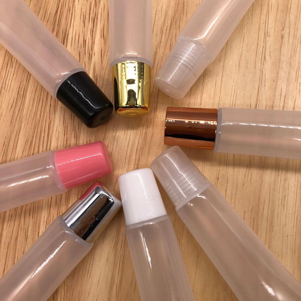 Gold-Plated Lip Gloss Tube with Slant/Round Mouth and Transparent Empty Packaging